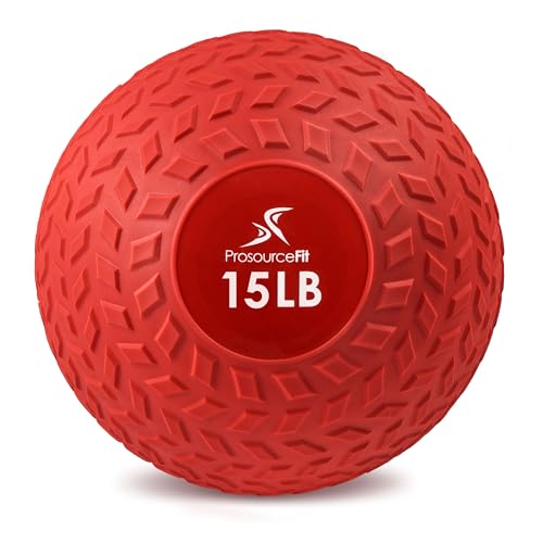 ProsourceFit Slam Medicine Balls 5, 10, 15, 20, 25, 30, 50lbs Smooth and Tread Textured Grip Dead Weight Balls for Strength and Conditioning Exercises, Cardio and Core Workouts