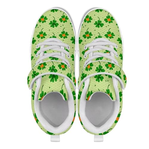 St Patrick's Day Running Shoes Plants Pattern Boys Girls Sneakers with Single Buckle Soft Lightweight Footwear for Play Casual and Everyday Use2