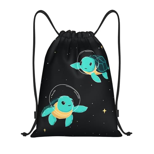 Cute Sea Turtle Drawstring Bag, Lightweight Sports Gym Backpack with Adjustable Shoulder Straps for Fitness, Yoga, Travel