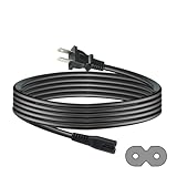 TV Power Cord - 6.5FT/2M 2 Prong Non-Polarized Plug NEMA 1-15P to C7 Figure 8 Replacement Supply Cord 2 Slot Compatible with PS4/Speaker/Monitor (NISPT-1 18AWG)