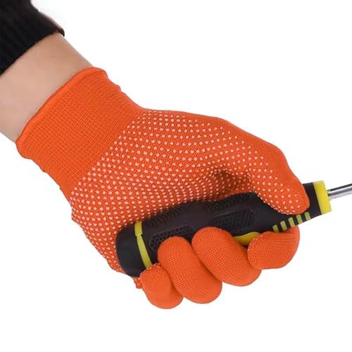 Image of Heega PVC Dotted Cricket Tennis and Batting Gloves for Men with Flexible and Secure Elastic Wrist | Extra Grip, Breathable Cotton Tennis Batting Gloves for Cricket (Orange, 2 Pair)