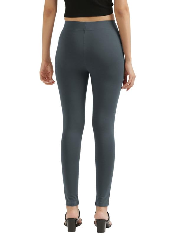Image of SAADAA Women's Regular Fit High Rise 4-Way Stretchable Pants Yoga, Formal, and Regular Skinny High Waist Leggings 2 Deep Pockets Elastic Waistband Durable Interlock Stitching