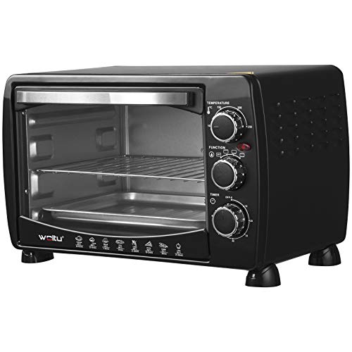 WOLTU Mini-Pizzaoven Dubbele Glazen deur met Bakplaat en Braadpan met Timer 0-250 ° C 1400 W, 20 liter Zwart - Image 4