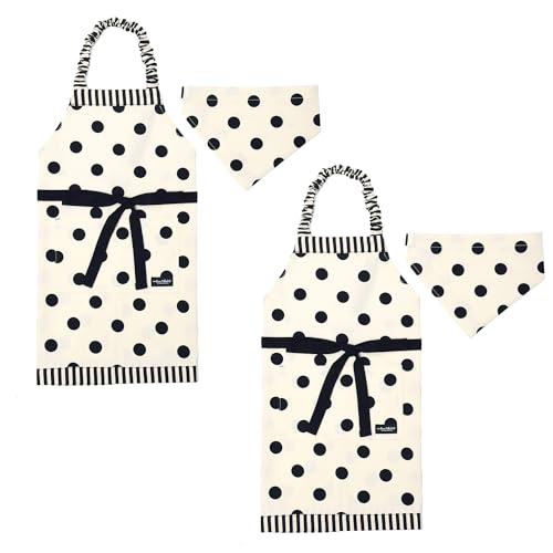 COLORFUL CANDY STYLE decor PolkaDot エプロン 100-120サイズ polka dot large(twill・white)×narrow stripe(twill・black) 2枚セット 女の子 かわいい 子供用 子