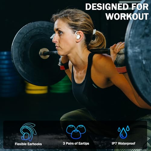 Image of Wireless Earbuds, Sport Bluetooth 5.4 Headphones 2026 New Bluetooth Earbuds with 56Hrs Stereo, 4 ENC Mic, Noise Canceling Over-Ear Buds with Earhooks, IP7 Waterproof Earphones for Workout /Running /Gym