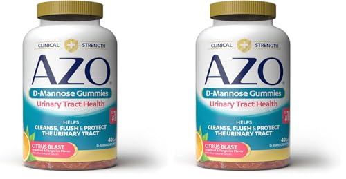 Image of AZO D Mannose Urinary Tract Health Gummies, 40 Count, Clinical Strength 2000mg, Helps Cleanse, Flush & Protect, No.1 Pharmacist Recommended Brand, Vegan Tangy Citrus Blast Flavor, Non-GMO, Gluten Free