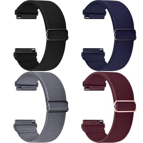 Image of Fullmosa 4-Pack 22mm Water-Resistant Nylon Watch Straps | Compatible with Noise ColorFit Pro 4 /Ultra 3, Amazfit GTR 47mm /2E, Galaxy Watch 3 45mm and Other 22mm for Men Women
