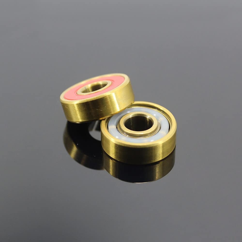 roulements, Roulements de Skateboard 608-TIG, 8x22x7mm, ABEC-9 608 V RS Surface, placage de Titane Or, Cage en Nylon, roulement à Billes 608, 16 pièces
