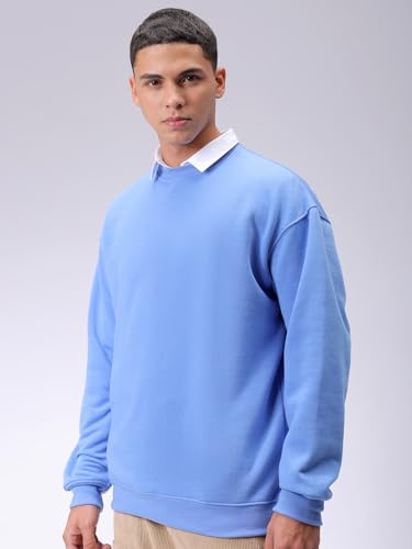 Image of The Indian Garage Co Men Oversized Solid Overhead Crewneck Sweatshirt