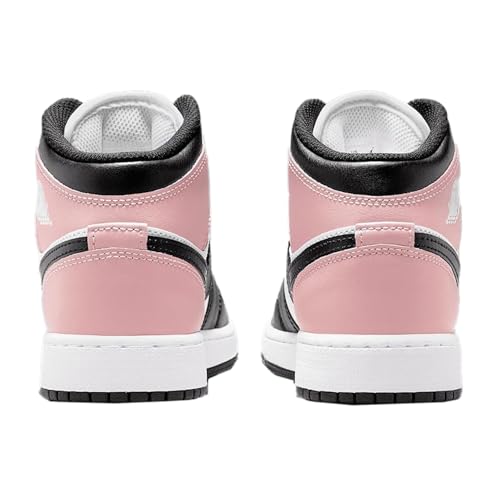 Deportivas Air Jordan 1 Mid (GS) Starfish Blanco/Negro-Rosa Óxido para niños, talla 5 4