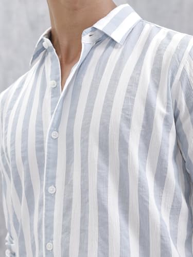 Image of WROGN Men's Cotton Shirt | Vertical Stripes | Comfort Fit