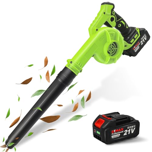 Cordless Leaf Blower with Battery and Charger,Electric Lightweight Battery Powered Leaf Blower for Lawn Care,5 Speed Mode,Green
