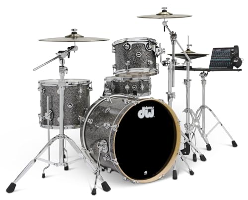 DWe 4 Piece Complete Electric/Acoustic Drum Set Black Galaxy