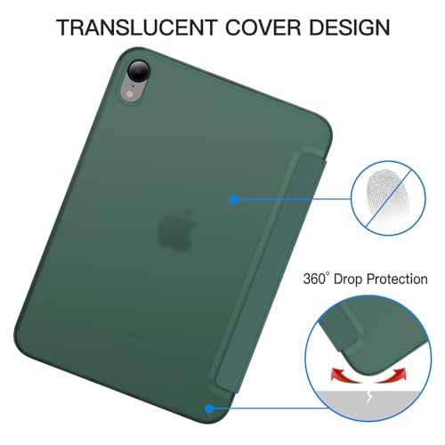 Image of JETech Cover Case for iPad mini (A17 Pro, 2024 Model, 7th Generation) / mini 6 (2021 Model, 6th Generation), Slim Stand Hard Back Shell Smart Cover with Auto Wake /Sleep (Misty Blue)