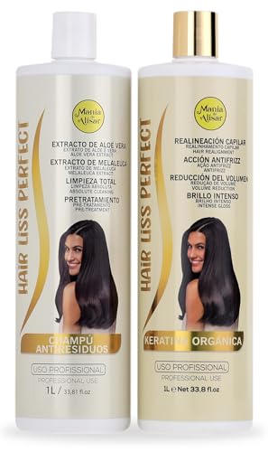 kit alisado brasileño alisado de keratina Orgánica alisado brasileño progresivo contiene champú y keratina (1000 ml / kit 2)