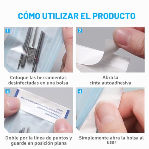Miniatura 5 de Yuzna Bolsas De Esterilización Desechables 100 Unidades Con Cierre Autoadhesivo Para Autoclaves, Herramientas Dentales, Tatuajes, Manicura O Esterilizador Profesional 9 X 26 Cm