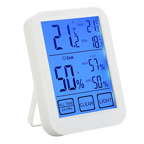 Preisvergleich Produktbild Digitales Temperatur Luftfeuchtigkeitsmessgerät Für Innen Und Außen Mit Touchscreen Und Hintergrundbeleuchtung