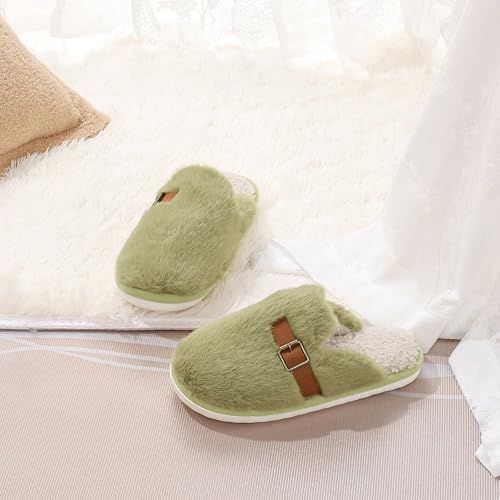 Winter Plush Fluffy Fur Slippers for Women, Soft Warm Indoor Slides, Comfort Anti Slip Bedroom House Shoes4