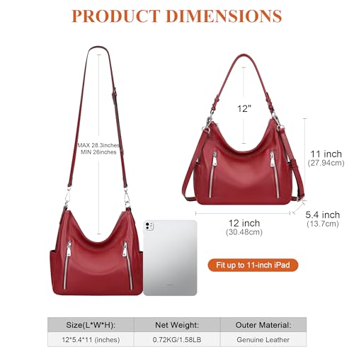 Image of Over Earth Genuine Leather Purses and Handbags for Women Hobo Shoulder Bag Ladies Crossbody Bags Medium