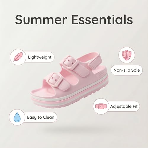 Image of Toddler Buckle Sandals Open Toe Water Sandal with Adjustable Back Strap for Boys Girls