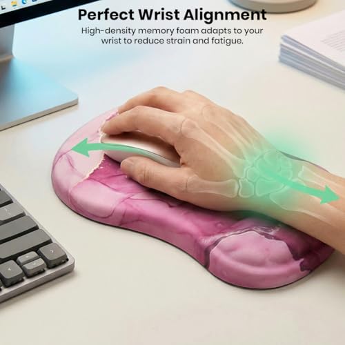 Image of Mouse Pad Wrist Support with Massage Design, Ergonomic Mouse Mat, Pain Relief Memory Foam, Anti-Slip PU Base, Cushion Mousepad Wrist Rest for Gaming, Home, Office, Computer (Marbel - 12inch)