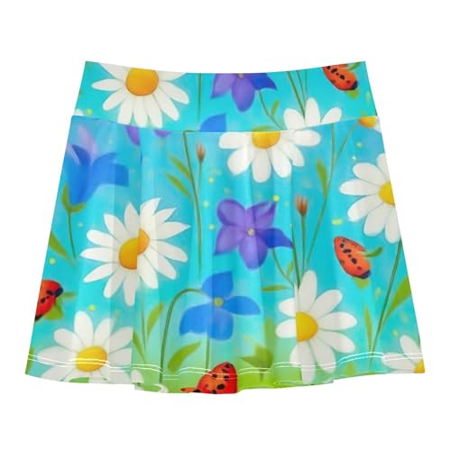 Toddlers Tennis Skirts Wildflowers Colorful Spring Athletic Shorts Girls Skorts Clothes Teen Cheer 4t