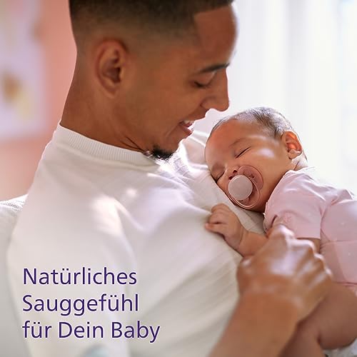 Philips AVENT ultra soft Schnuller - 2er Pack, BPA-freier, weicher Schnuller für Babys von 0-6 Monaten, inklusive Transport- und Sterilisationsbox, Hellrosa/Lavendel (Modell SCF091/31)