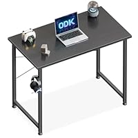 ODK 80Ã—40 cm Desk, Small Computer Desk for Home Office, Study Office Table with Headphone Hooks for Small Space, Easy Assembly, Black