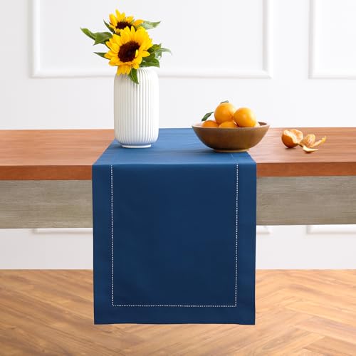 Solino Home Lapis Blue Cotton Linen Table Runner 14x120