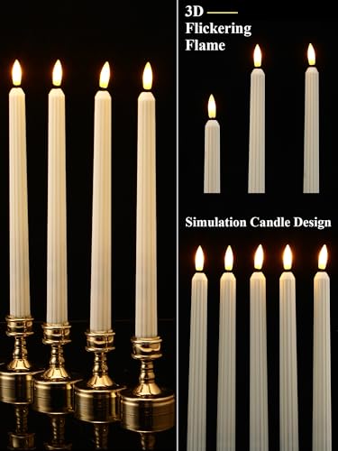 Image of Retisee 100 Pcs 11 Inch Flameless Taper Candles LED Candles Bulk Battery Operated Taper Candle Flickering LED Candlesticks for Valentines Birthday Wedding Party Decor (Roman Style,Ivory)