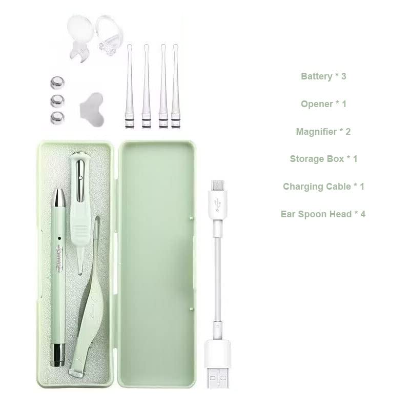 zalati Outil de suppression de cérumen 3 pièces électrique avec outil de nettoyage d'éclairage rechargeable pour les soins du nez des oreilles