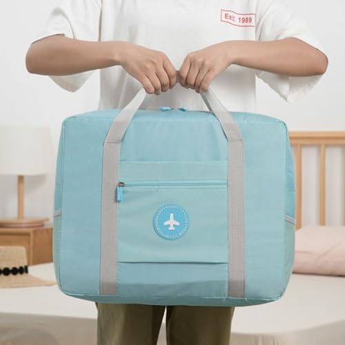 Image of CAVALO - Be Unique Travel Bags for Luggage Spacious with Pockets Foldable Weekender Zipper Duffle Bag, Stylish Handbag Carry on Trolley Bag Waterproof (44 x 18 x 35 cm) (Sky Blue)