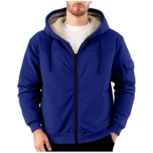 Generisch Chaqueta de forro polar para hombre con capucha, delgada, ligera, para exteriores, invierno, con cremallera, chaqueta térmica, tallas grandes, con cremallera, chaqueta de forro polar