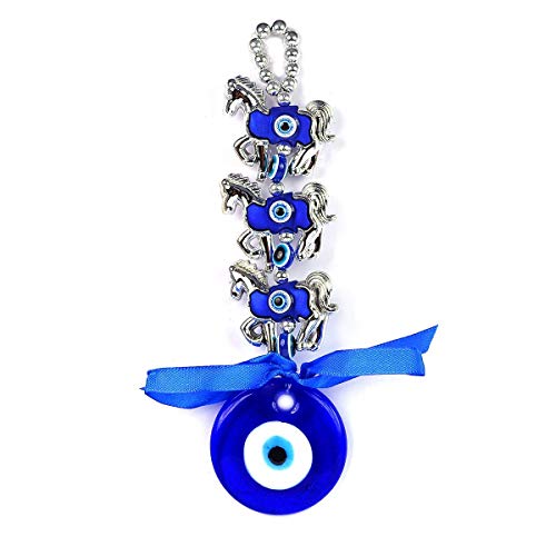 Image of 3 Horse Evil Eye Wall Hanging Decoration for Positive Energy & Protection | Aesthetic Home Decor | Nazar Battu for Home Entrance & Car Dashboard Decor | Ideal for Spiritual Gifting & Wall Decor