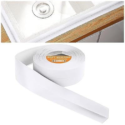 Flintronic Rodapiés Autoadhesivo Flexible, 4.5m x 38mm Perfil PVC, Rodapie de Acabado Rodapiés Flexible Cinta Autoadhesiva para Cocina y Baño, Blanco