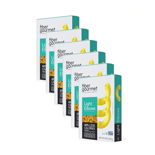 Fiber Gourmet Low Net Carb Pasta Elbow Macaroni - Keto Friendly, High Fiber, Low Calorie Italian Made Noodles - Vegan, Non-GMO, Kosher - 48% Fewer Calories Than Regular - 6 Pack