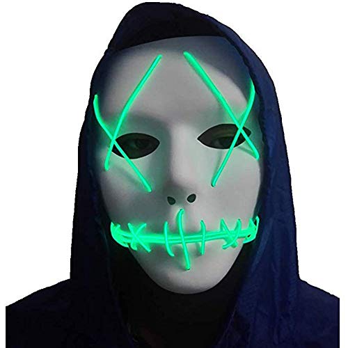 Masque dHalloween à LED inspiré de The Purge avec fils lumineux Green