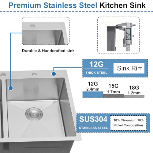 Image of SHACO 33x22 Inch 50 /50 Double Bowl Drop In Kitchen Sink 16 Gauge 33 Inch Stainless Steel Kitchen Sink Top Mount with Grid and Accessories