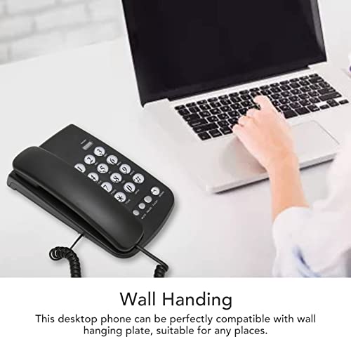 Téléphone fixe de bureau avec identification de l'appelant et rappel automatique - Noir