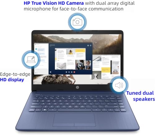 Image of HP 14 inch Everyday Laptop • Copilot AI • Intel 4-Core Processor • 4GB RAM • 64GB SSD • Windows 11 • Microsoft 365 • Thin & Portable