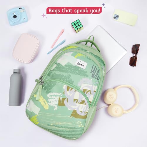 Genie School Backpack For Girls |19 In-40 Ltr with Laptop Sleeve, Rain Cover and Three Compartments with Padded Shoulders |Best for Books,Stationery,Lunch Box & Essentials