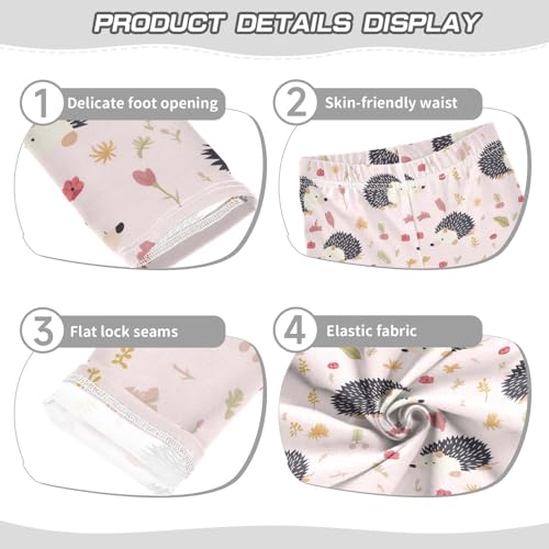 Wusikd Cute Hedgehog Girls' Leggings Toddler Doodles Pink Kids Yoga Pants Dance Active Tights 4T3