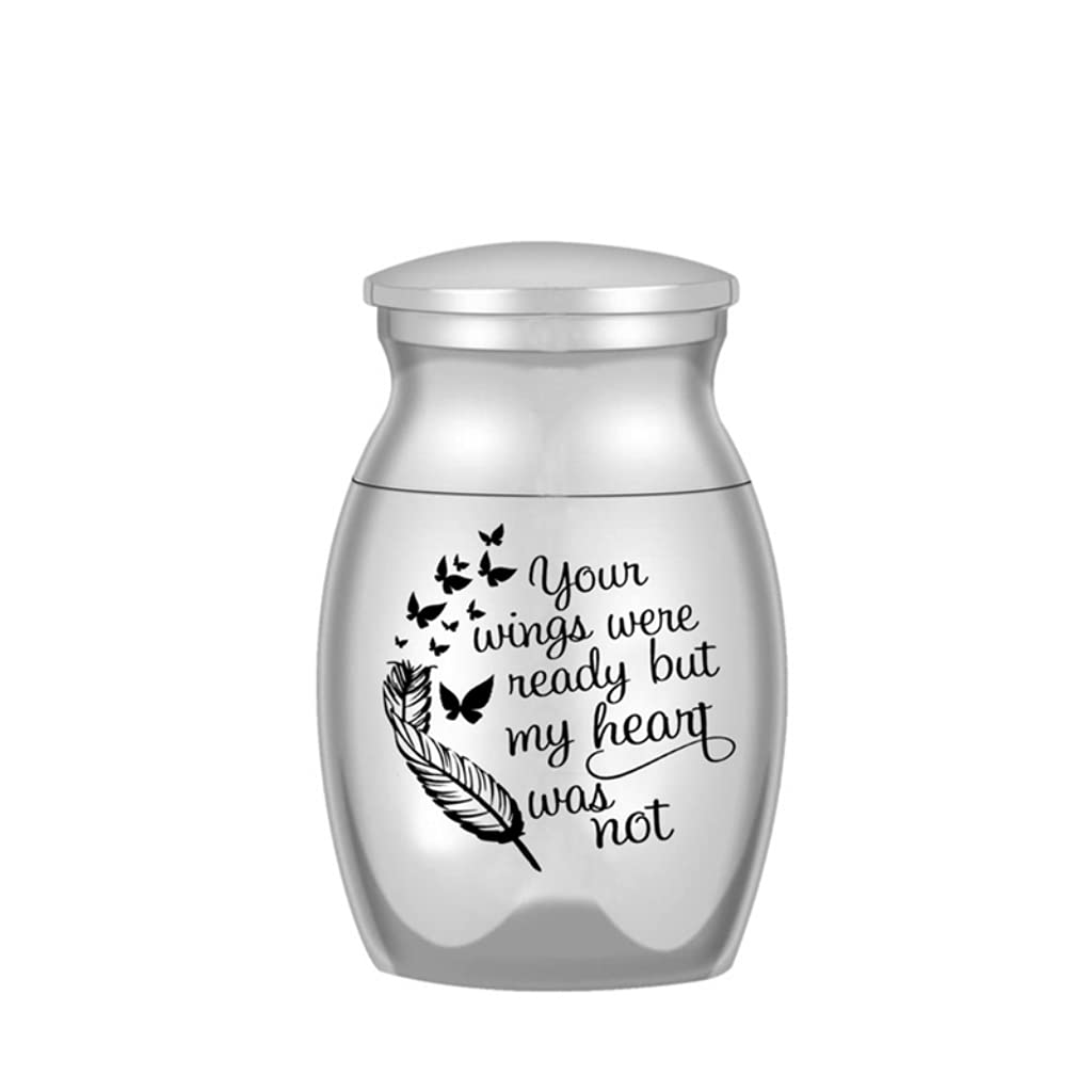 Mini Cremation Urn - Small Keepsake Urns for Human & Pet Ashes, Stainless Steel, 25x16 mm/0.98x0.63 inch (Silver)