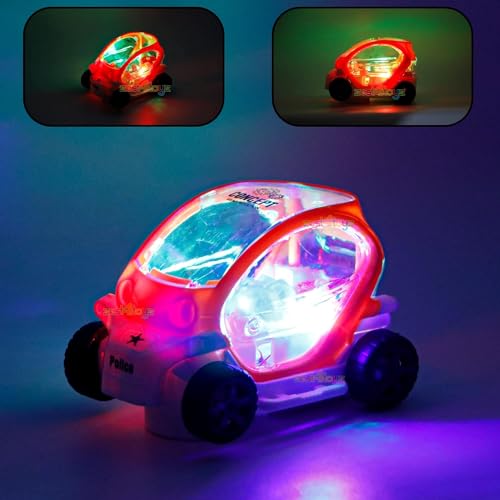 Image of Musical Toy Battery Operated Transparent Gear Car Toys for Kids with Bump & Go Action for Kids Light & Sound Toys (Pack of 1) Random Color Dispatch