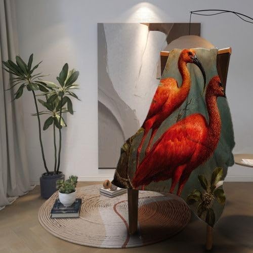 Manta tamaño King con flamencos rojos, manta de franela de alta calidad de 86 x 94 pulgadas, se adapta a camas tamaño King como cubrecolchón o capa cálida, cobertura completa, lujo de hotel en