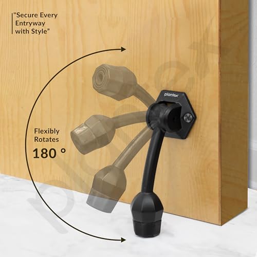 Image of Plantex Door Stopper for Main Door /5-Inch Stopper with Rubber Grip /Stoppers for Wooden Door /Stops for Door - Pack of 4 (Z-Black)