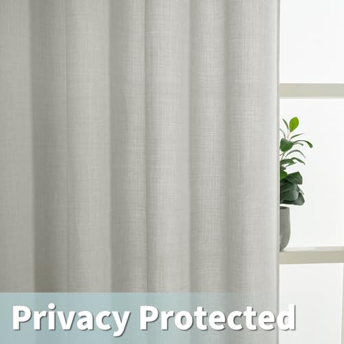 Image of LAMIT Linen Window Curtains for Bedroom, 63 inch Grommet Thick Linen Drapes Light Filtering Privacy Sheer Curtains for Living Room, Set of 2 Panels (52 x 63 Inch, Light Grey)