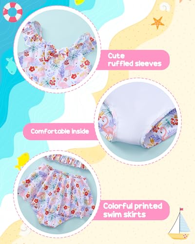 Image of Saeaby Toddler Little Girls Swimsuit Summer Halter Ruched Tankini 2 Piece Bathing Suit for Girl Beach Swimwear 3-8Y