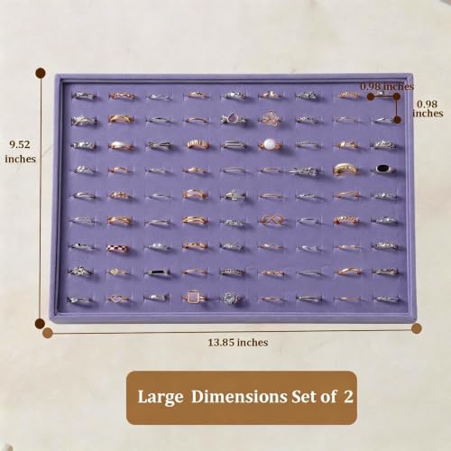 Image of Large Velvet Jewelry Tray Display Drawer Inserts 2 Pack