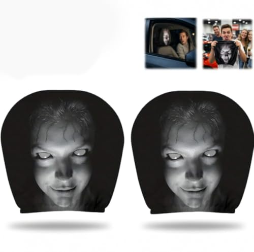 Image of PANCA 2 Pack Scary Car Headrest Covers, Upgraded Snug Fit Universal Headrest Cover, Breathable Polyester Ghost Face Seat Protector for Halloween Car Interior Decoration, Vehicle Accessories